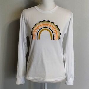 GIRLS JerZees Rainbow Graphic Longsleeve Tee Size Large